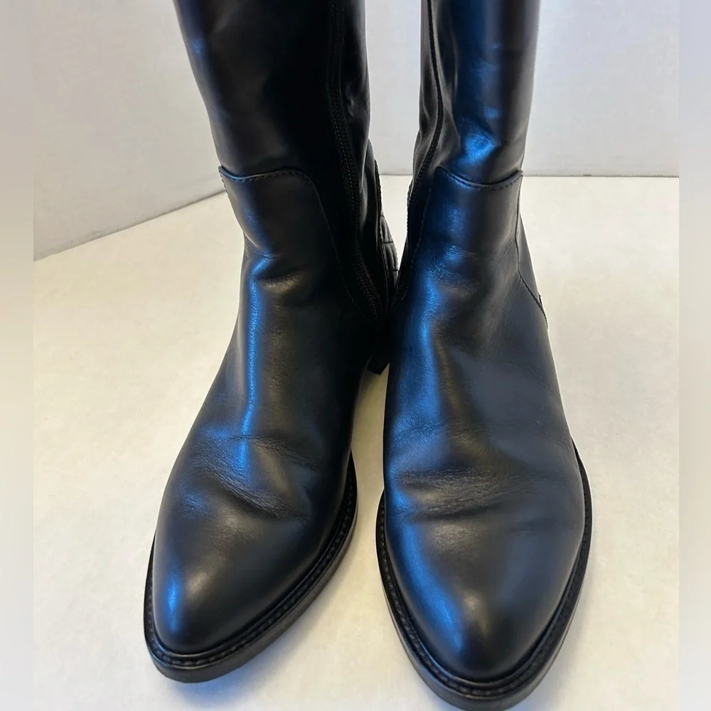 Aquatalia Geneva diamond toe water proof black leather riding boots in size 7. J